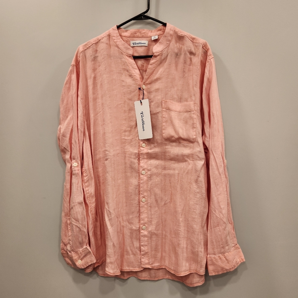 Caribbean NWT Long Sleeve Button Up Men's Shirt
